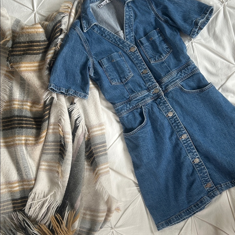 Zara Denim Button-Down Dress - Size Small
